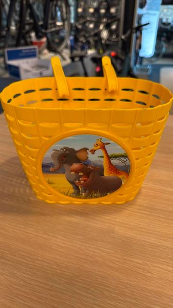 Widek kinder fietsmandje pvc geel met dierenprint beschikbaar voor biedingen