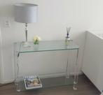 Glazen sidetable, Huis en Inrichting, Tafels | Sidetables, Ophalen, Gebruikt, 100 tot 150 cm, 25 tot 50 cm