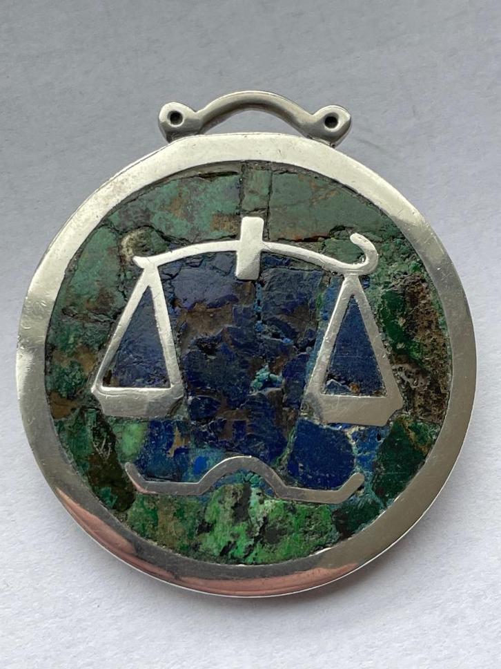 Sterrenbeeld Weegschaal | zilver | Mexico, Sieraden, Tassen en Uiterlijk, Broches, Gebruikt, Zilver, Zilver, 4 tot 7 cm, Met edelsteen