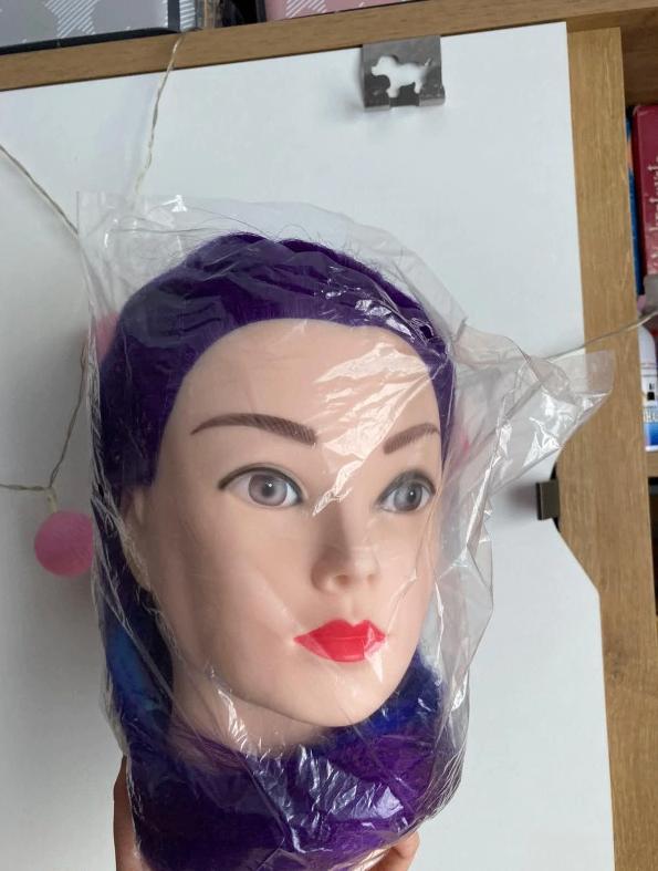 Kappershoofd Blauw Paars Oefenhoofd Kapperskop Kappers, Diversen, Schoolbenodigdheden, Nieuw, Verzenden