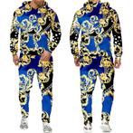 Heren barok joggingpak 4 blauw goud luxe trainingspak bling, Verzenden, Nieuw, Algemeen