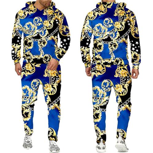 Heren barok joggingpak 4 blauw goud luxe trainingspak bling, Kleding | Heren, Sportkleding, Nieuw, Algemeen, Verzenden
