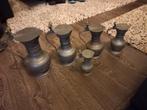 5 eikel kannetjes met stempel, Antiek en Kunst, Antiek | Tin, Ophalen of Verzenden