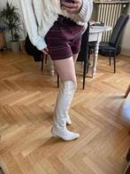 GRATIS VERZENDEN MOOIE WITTE LEREN OVERKNEE LAARZEN 38, Kleding | Dames, Schoenen, Hoge laarzen, Verzenden, Wit, Zo goed als nieuw