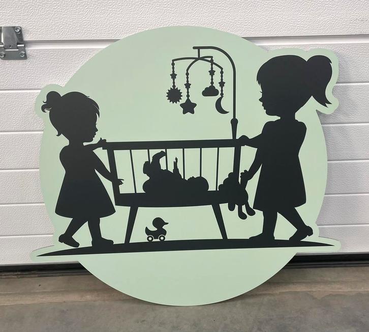 Geboortebord Wiegje - te personaliseren met naam, Kinderen en Baby's, Kraamcadeaus en Geboorteborden, Nieuw, Geboortebord, Ophalen of Verzenden