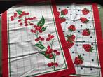 9x keukendoek 60x90 - wit / rood - kers en aardbei, Ophalen, Nieuw, Rood, Theedoek of Handdoek