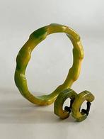 Groen Gevlamde Bakeliet - Catalin Armband en Oorbellen, Verzenden, Overige materialen, Armband