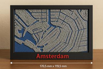 3D Stadskaart Amsterdam – Unieke Handgemaakte Wanddecoratie beschikbaar voor biedingen