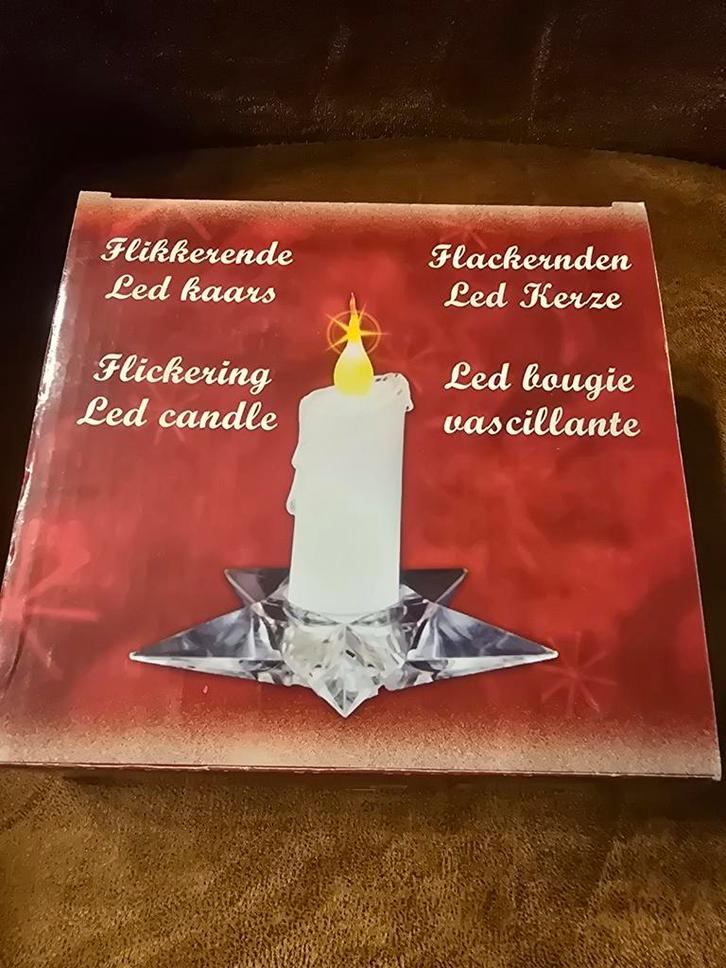 Flickering LED Kaars met Stervoet, Diversen, Kerst, Zo goed als nieuw, Ophalen of Verzenden
