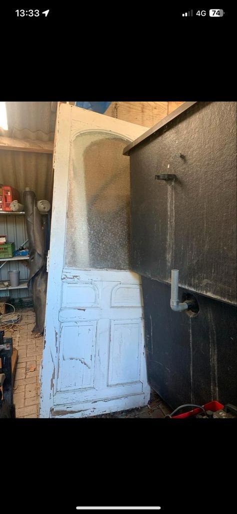 Oude Buitendeur met Glas antiek, Doe-het-zelf en Verbouw, Deuren en Horren, Gebruikt, Buitendeur, 200 tot 215 cm, 80 tot 100 cm