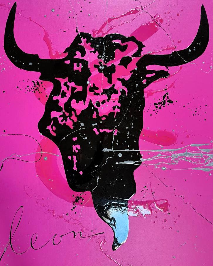 Leon – Neon Bull, Antiek en Kunst, Kunst | Schilderijen | Abstract, Ophalen