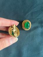 Vintage Groene Oorbellen clips, Overige materialen, Gebruikt, Ophalen of Verzenden, Met edelsteen