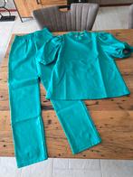 Te koop nieuwe groene lederlook dames broek met top met pofm, Kleding | Dames, Broeken en Pantalons, Maat 38/40 (M), Turquoise