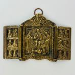 Vergulde brons Russische orthodoxe reis icoon, Ophalen of Verzenden