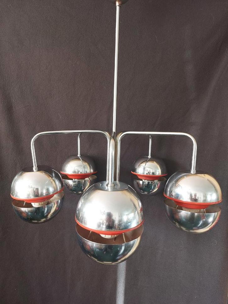 Vintage space age design Keizer Bol Hanglamp, Huis en Inrichting, Lampen | Hanglampen, 50 tot 75 cm, Metaal, Ophalen