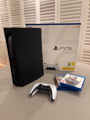 Playstation 5 Disc + 3 Games + controller beschikbaar voor biedingen