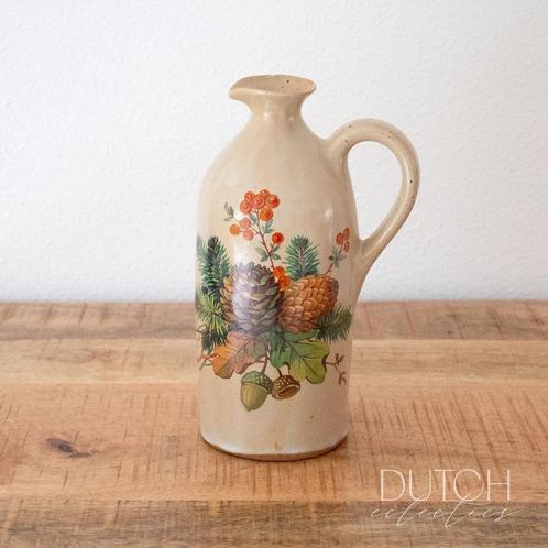Vintage keramische vaas met herfstschildering, Antiek en Kunst, Curiosa en Brocante, Ophalen of Verzenden