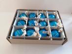 12 glazen kerstballen - Blauw met goud, Ophalen of Verzenden, Zo goed als nieuw