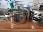 3 kookpannen, Huis en Inrichting, Keuken | Potten en Pannen, Ophalen of Verzenden, Gebruikt, Rvs, Pannenset