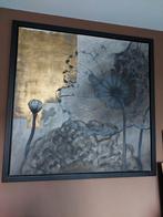 Groot vierkant schilderij bloemen, Antiek en Kunst, Ophalen