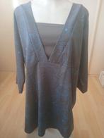 Tuniek grijs met blauw, maat 48-50 , polyester, V-hals, Blouse of Tuniek, Ophalen of Verzenden, Zo goed als nieuw, Plus