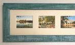 Drie ingelijste afbeeldingen van Avignon in turquoise lijst, Minder dan 50 cm, Ophalen of Verzenden, Zo goed als nieuw, Minder dan 50 cm