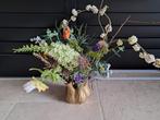 Tuitvaasje goudkleurig met kunstbloemen, Steen, Overige kleuren, Ophalen of Verzenden, Zo goed als nieuw