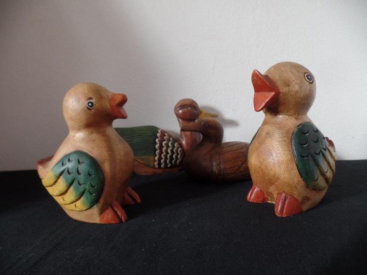4 verschillende houten eenden handwerk eend hout, Antiek en Kunst, Kunst | Beelden en Houtsnijwerken, Ophalen of Verzenden