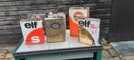 6 oude olie blikken elf,  esso,  gulf, Ophalen of Verzenden, Gebruikt, Overige