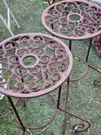 2 prachtige lage gietijzeren plantentafeltjes (brocante), Tuin en Terras, Gebruikt, Ophalen