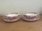 Soepkoppen met schotel English Country Inns rood (roze), Antiek en Kunst, Antiek | Servies los, Ophalen of Verzenden