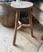 Landelijk Oud houten rond chinese krukje, Hoffz stijl, Ophalen, Zo goed als nieuw, Hout