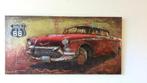 Stoer Route 66, 3D Metalen Schilderij, Auto Vintage Style, Huis en Inrichting, Woonaccessoires | Schilderijen, Tekeningen en Foto's