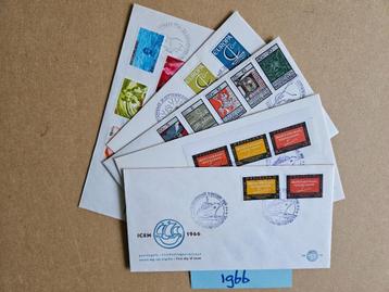FDC JAAR 1966 - BIJNA COMPLEET - 5 EERSTE DAG ENVELOPPEN beschikbaar voor biedingen