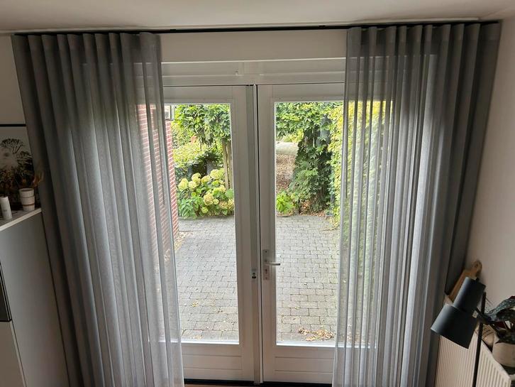 Gordijnen Wave plooi (257x269cm) incl. stokken en rail, Huis en Inrichting, Stoffering | Gordijnen en Lamellen, Gebruikt, 200 cm of meer