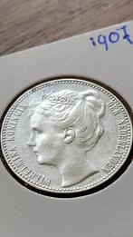1 gulden 1907, Postzegels en Munten, Munten | Nederland, 1 gulden, Zilver, Ophalen of Verzenden, Koningin Wilhelmina