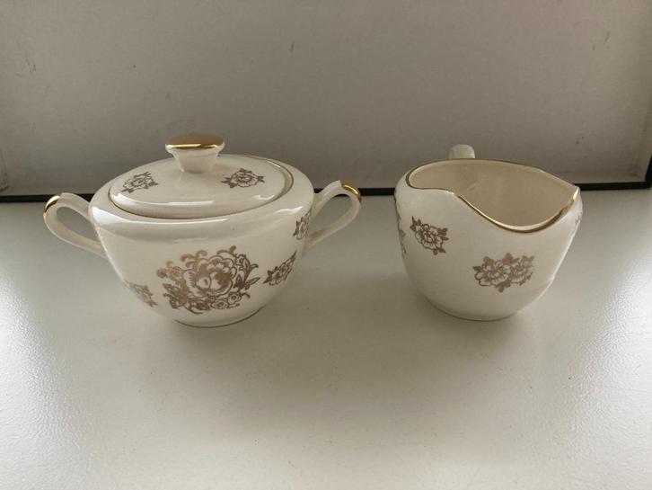 Roomstel/melkkannetje en suikerpotje - Mosa Maastricht, Antiek en Kunst, Antiek | Servies los, Ophalen of Verzenden