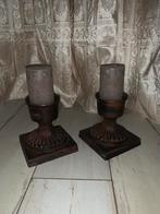 Candle stands, metal , H16cm B14.5, Antiek en Kunst, Antiek | Kandelaars, Ophalen, Overige materialen