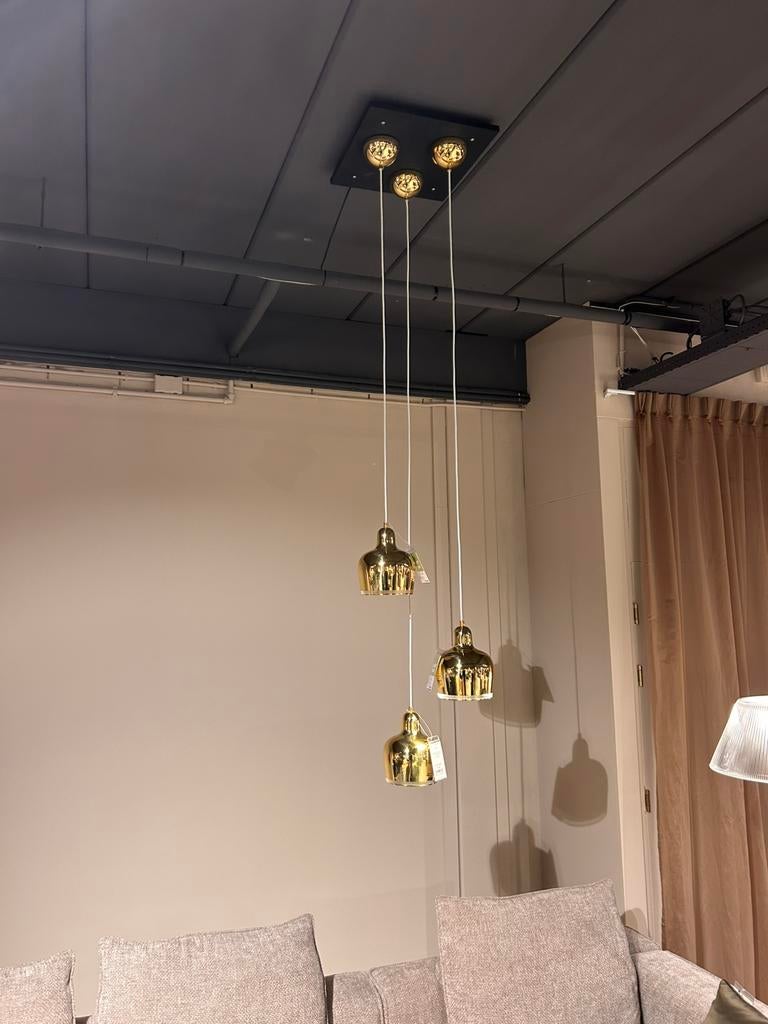 3 Goude hanglampjes Artek Golden Bell, Ophalen, Nieuw, Metaal, Modern