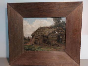 M. Stuber - Olieverfschilderij Landschap met Schuur beschikbaar voor biedingen