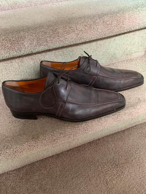 SANTONI leather heren  designer veter schoen maat 8/5 /42/5, Kleding | Heren, Schoenen, Zo goed als nieuw, Bruin, Ophalen of Verzenden