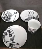 3 'Dichterbij' kunstbordjes + mok ontwerp Ans Janssen zgst, Antiek en Kunst, Ophalen of Verzenden