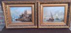 2 Schilderijen G.W. op den Hoff - Stads- en Zeegezicht, Antiek en Kunst, Ophalen of Verzenden