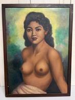 Schilderij dame bali naakt, Antiek en Kunst, Ophalen of Verzenden