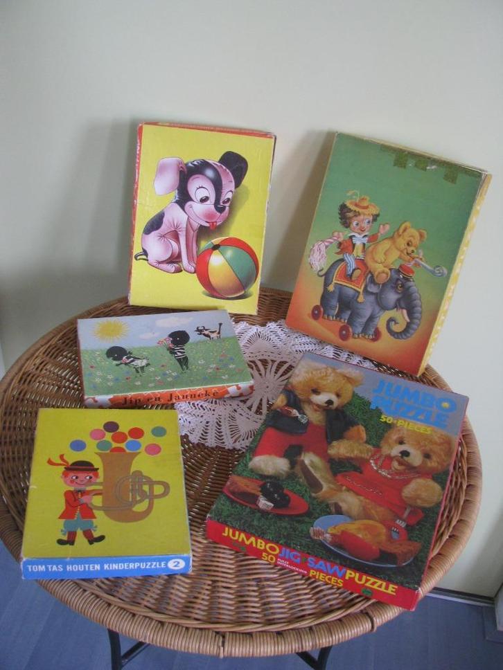 Jaren '60-'70 * 5 x puzzel * o.a. Tom Tas * zie tekst *, Antiek en Kunst, Antiek | Speelgoed, Ophalen of Verzenden