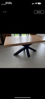 Boomstam tafel met kruispoot, Huis en Inrichting, Tafels | Eettafels, Ophalen, Zo goed als nieuw
