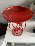 Rode glazen etagère H= 22cm D=18 cm, Huis en Inrichting, Ophalen of Verzenden, Minder dan 50 cm, Rood, Glas