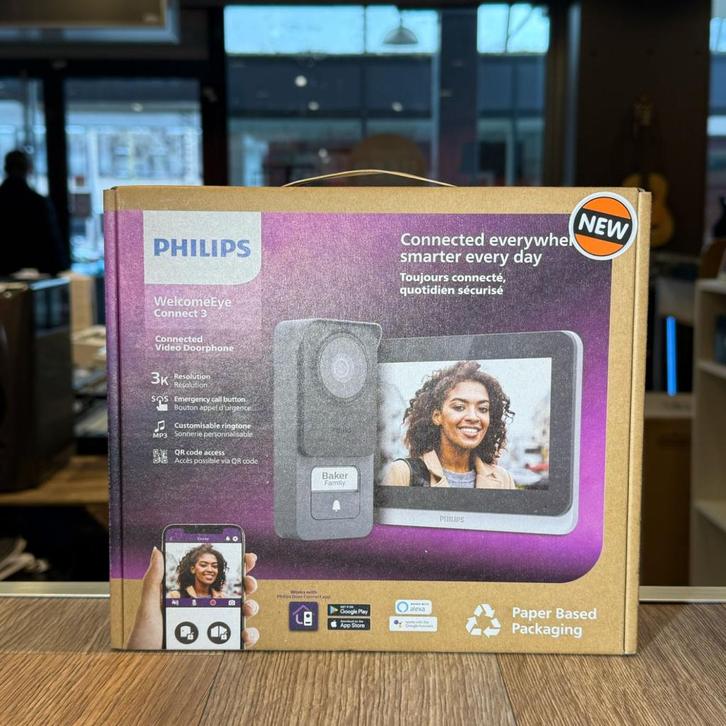 Philips WelcomeEye Connect 3 WiFi deurbel met camera  3K bee, Audio, Tv en Foto, Videobewaking, Nieuw