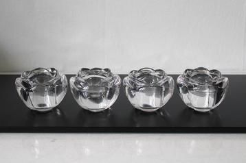 Vier Adria loodkristal waxinelichthouders model roos beschikbaar voor biedingen