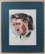 Origineel schilderij portret aquarel. 1960, Antiek en Kunst, Ophalen of Verzenden